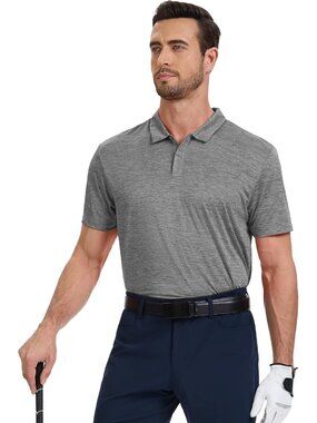 Men's Dark GrayUPF 50+ Golf Polo Quick Dry Moisture Wicking Work Tees Fit Shirt